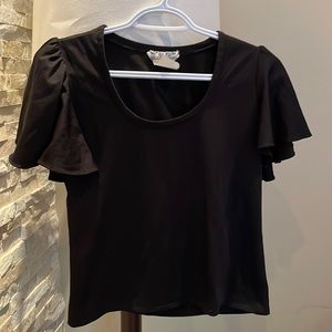 Black vintage flounce sleeve shirt